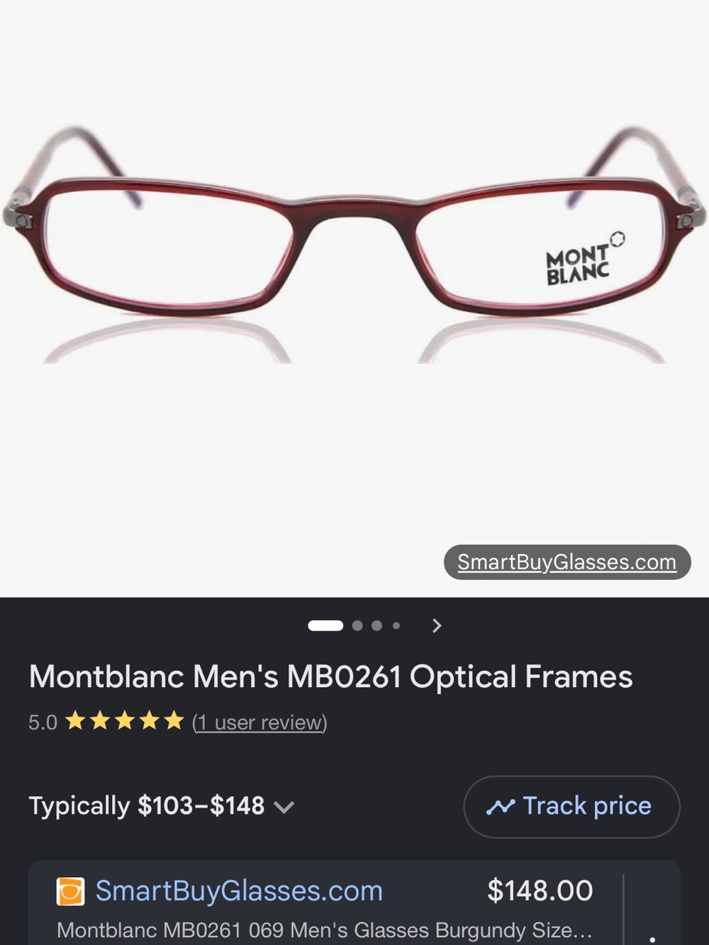 Montblanc Red Rectangular Optical Frames